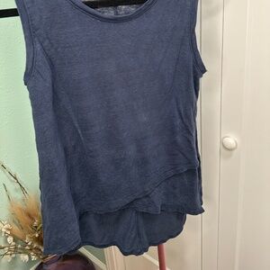 Athleta 100% linen navy blue pullover tank Small light weight sleeveless casual